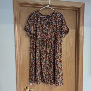 Floral fall mini dress, XL